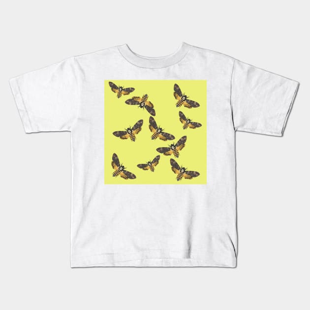 Death's Head Moths Yellow Kids T-Shirt by TrapperWeasel